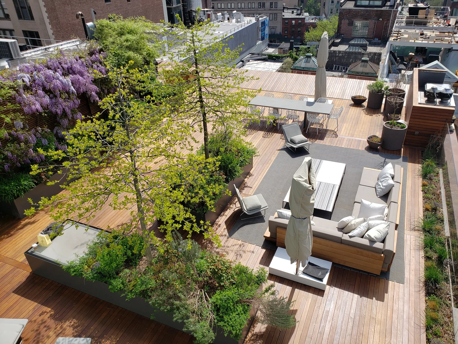 Rooftop deck planters lounge by City Decks New York.